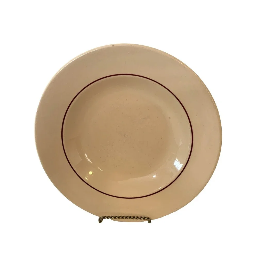Lenape Scammell's China Soup/Pasta Bowl Restaurant Ware Desert Tan Red Stripe 9